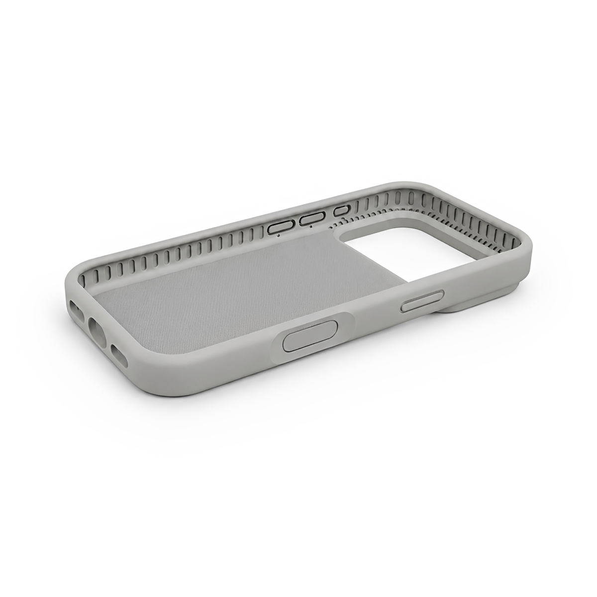 Premium Liquid Silicone iPhone Case – Open Camera – Rock Gray