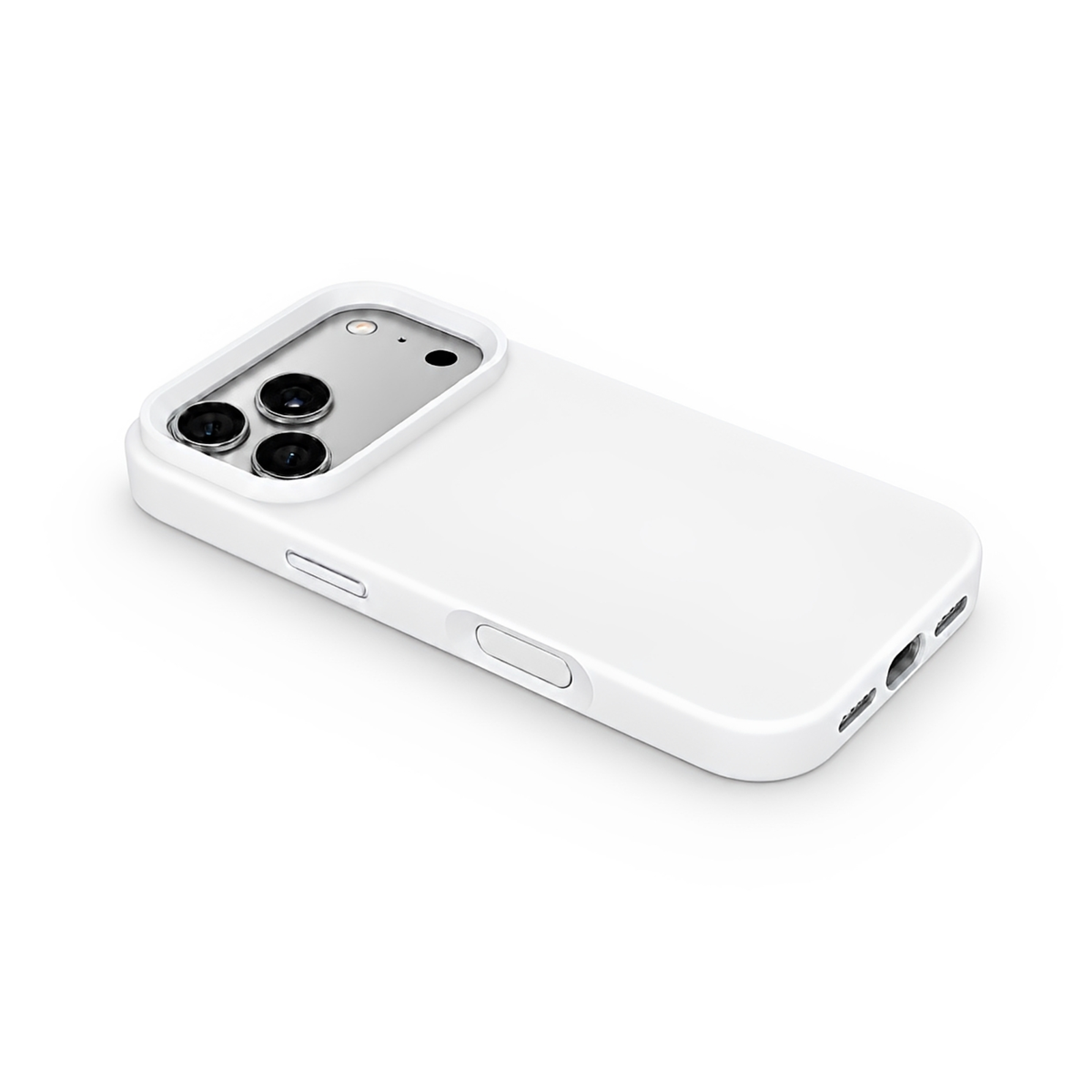 Premium Liquid Silicone iPhone Case – Open Camera – White