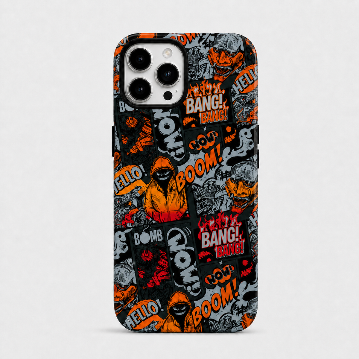Comic Chaos Orange Matte Glass MagSafe iPhone Case