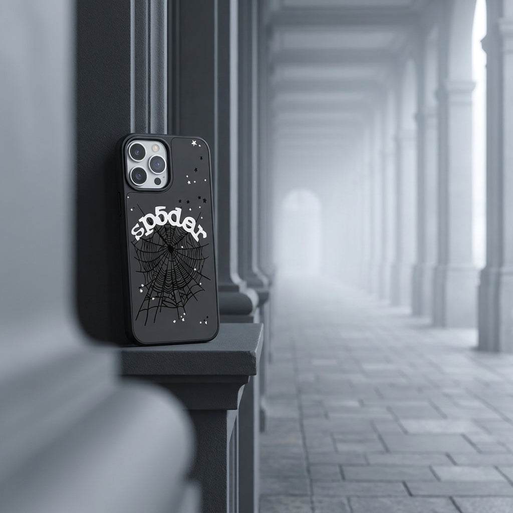 Spider Web Streetwear MagSafe Glass iPhone Case - Black