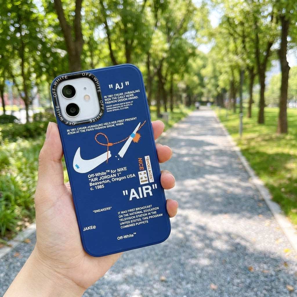 Nike x Off White inspired Streetwear iPhone Case – Blue – lifestyle view 6