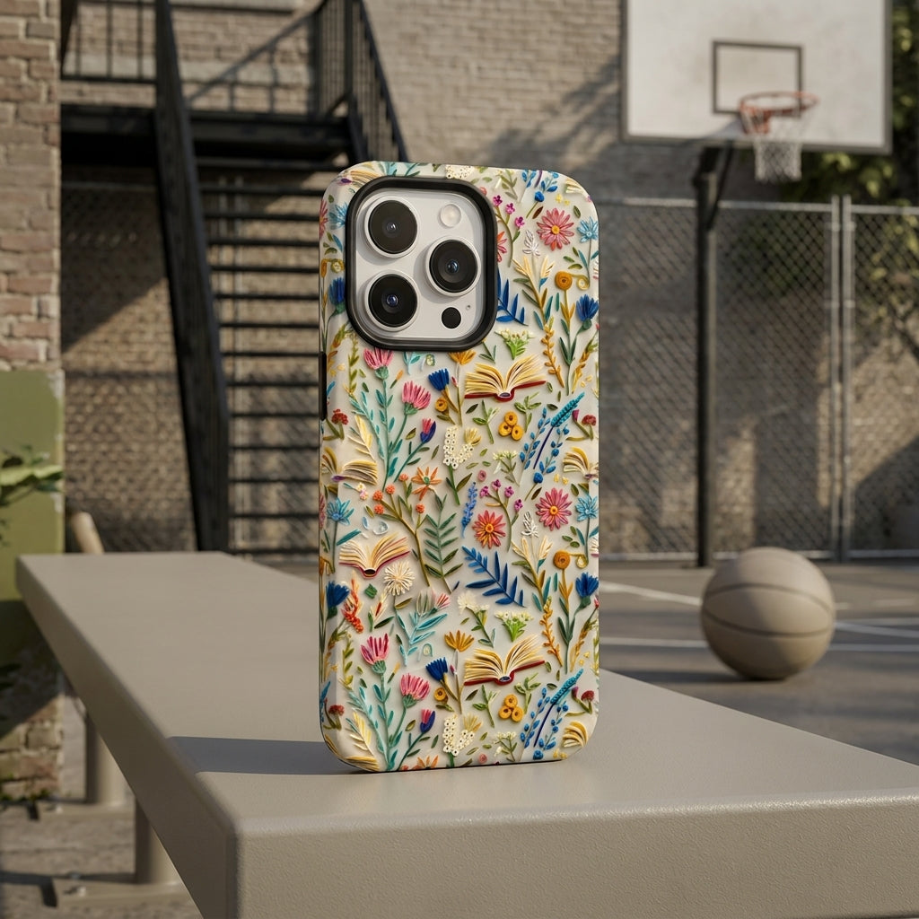 Wildflower Garden Matte Glass MagSafe iPhone Case – lifestyle view 3