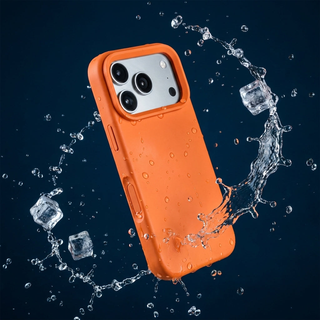 Premium Liquid Silicone iPhone Case – Open Camera – Tangerine