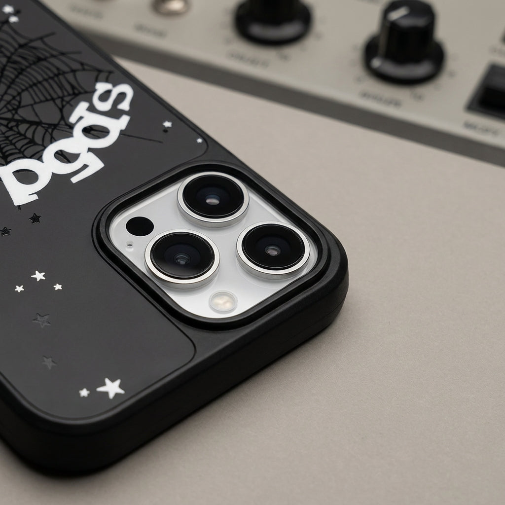 Spider Web Streetwear MagSafe Glass iPhone Case - Black – lifestyle view 4