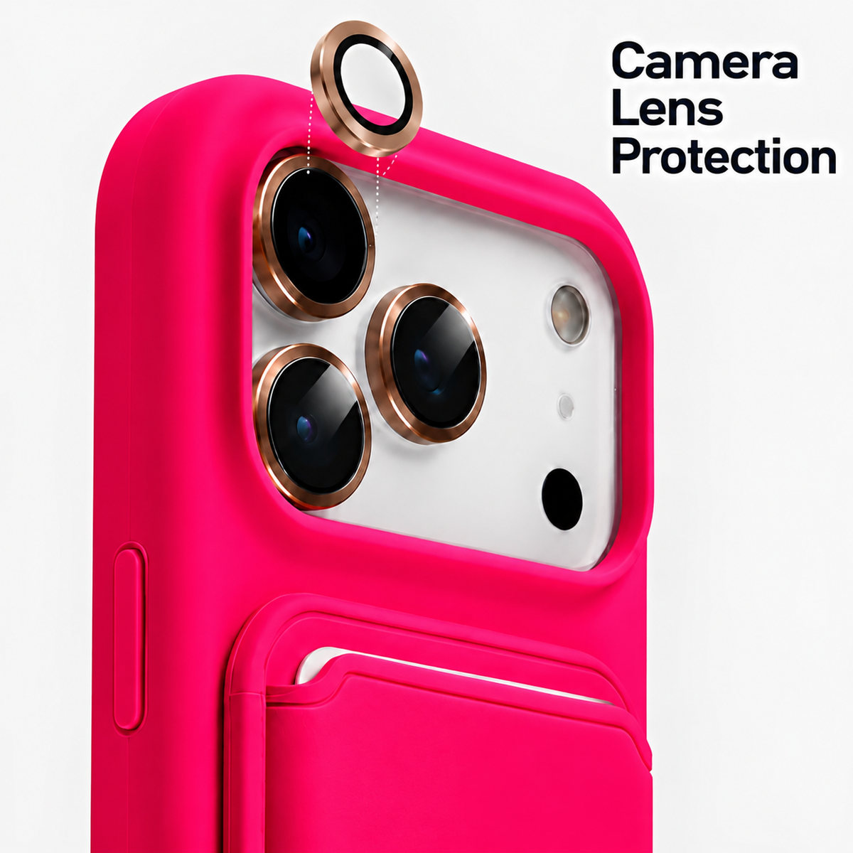 Premium Liquid Silicone iPhone Case with Magnetic Card Holder - Neon Red