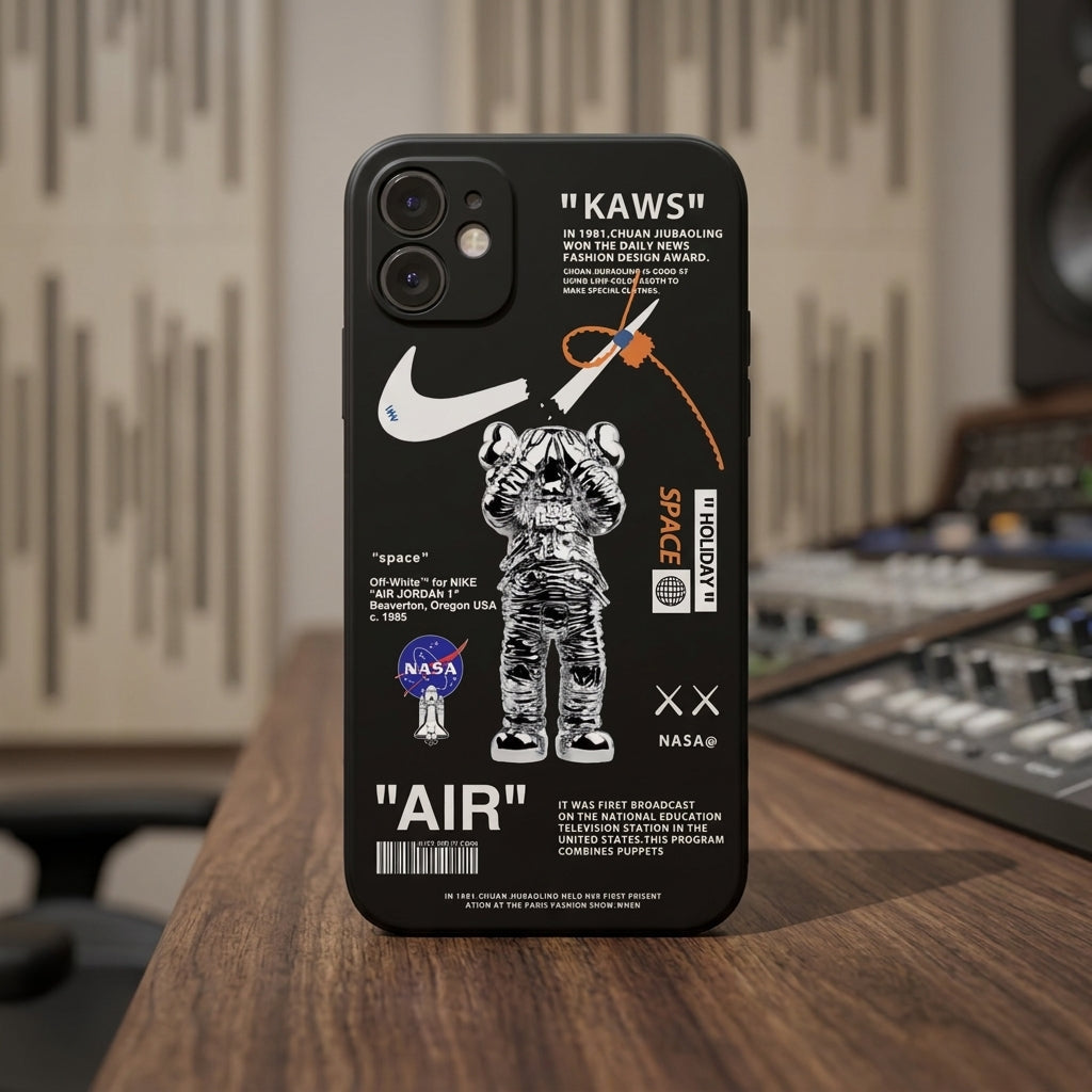 Sneaker Astronaut Streetwear iPhone Case – Black – lifestyle view 2