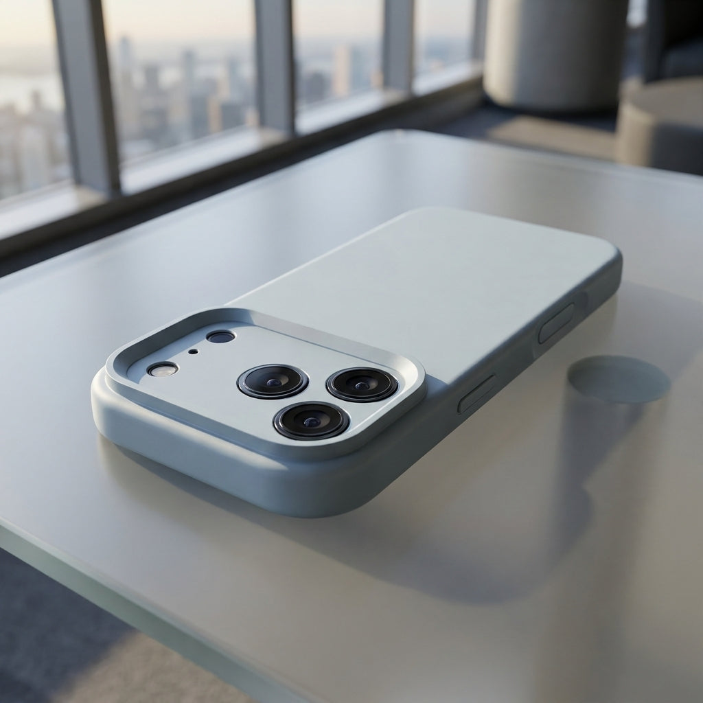 Premium Liquid Silicone iPhone Case – Precision Camera – Blue Gray