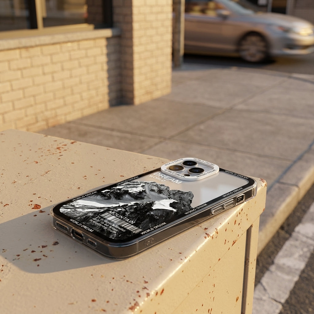 Monochrome Dream Mountain Aesthetic Clear iPhone Case