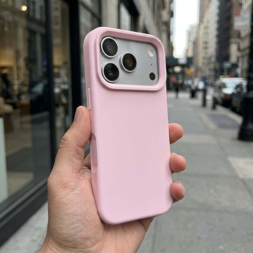 Premium Liquid Silicone iPhone Case – Open Camera – Dusty Pink