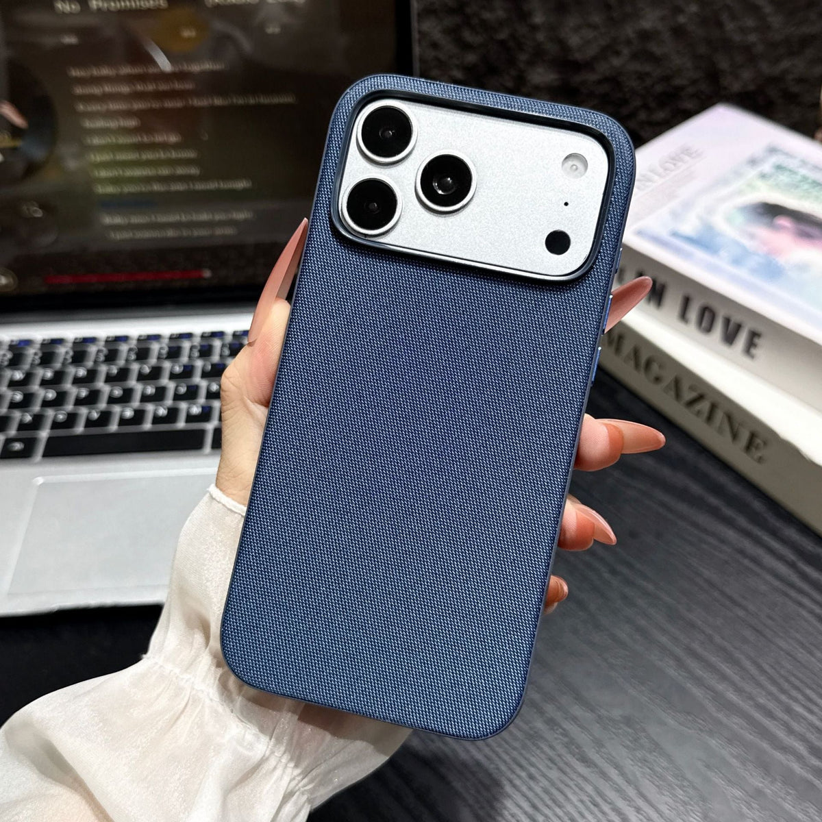 Technical Woven Fabric MagSafe iPhone Case - Blue