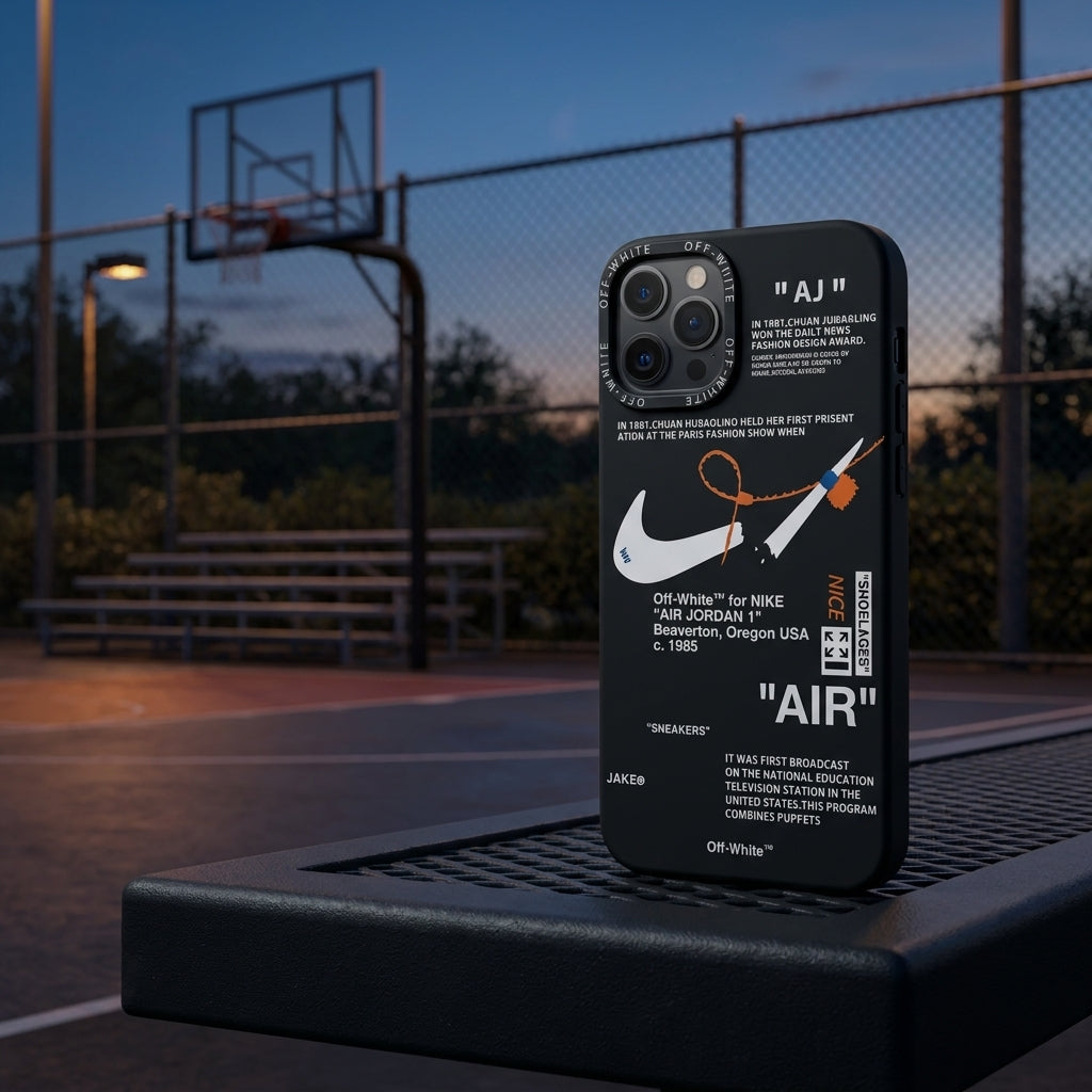 Nike x Off White inspired Streetwear iPhone Case – Black – lifestyle view 1