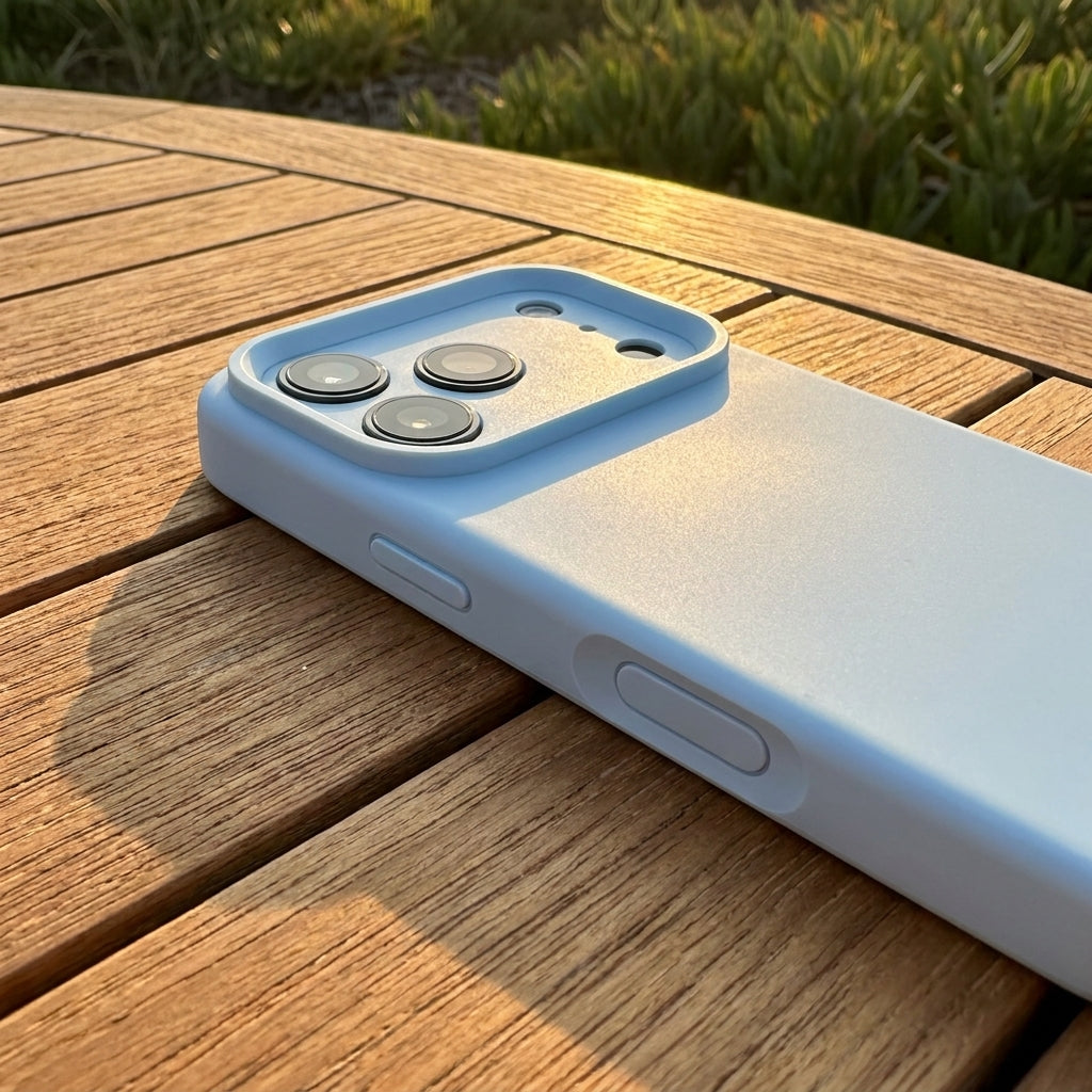 Premium Liquid Silicone iPhone Case – Precision Camera – Sky Blue