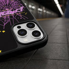 Spider Web Streetwear MagSafe Glass iPhone Case - Purple – lifestyle view 4