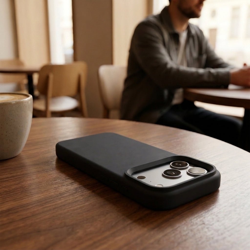 Premium Liquid Silicone iPhone Case – Open Camera – Black