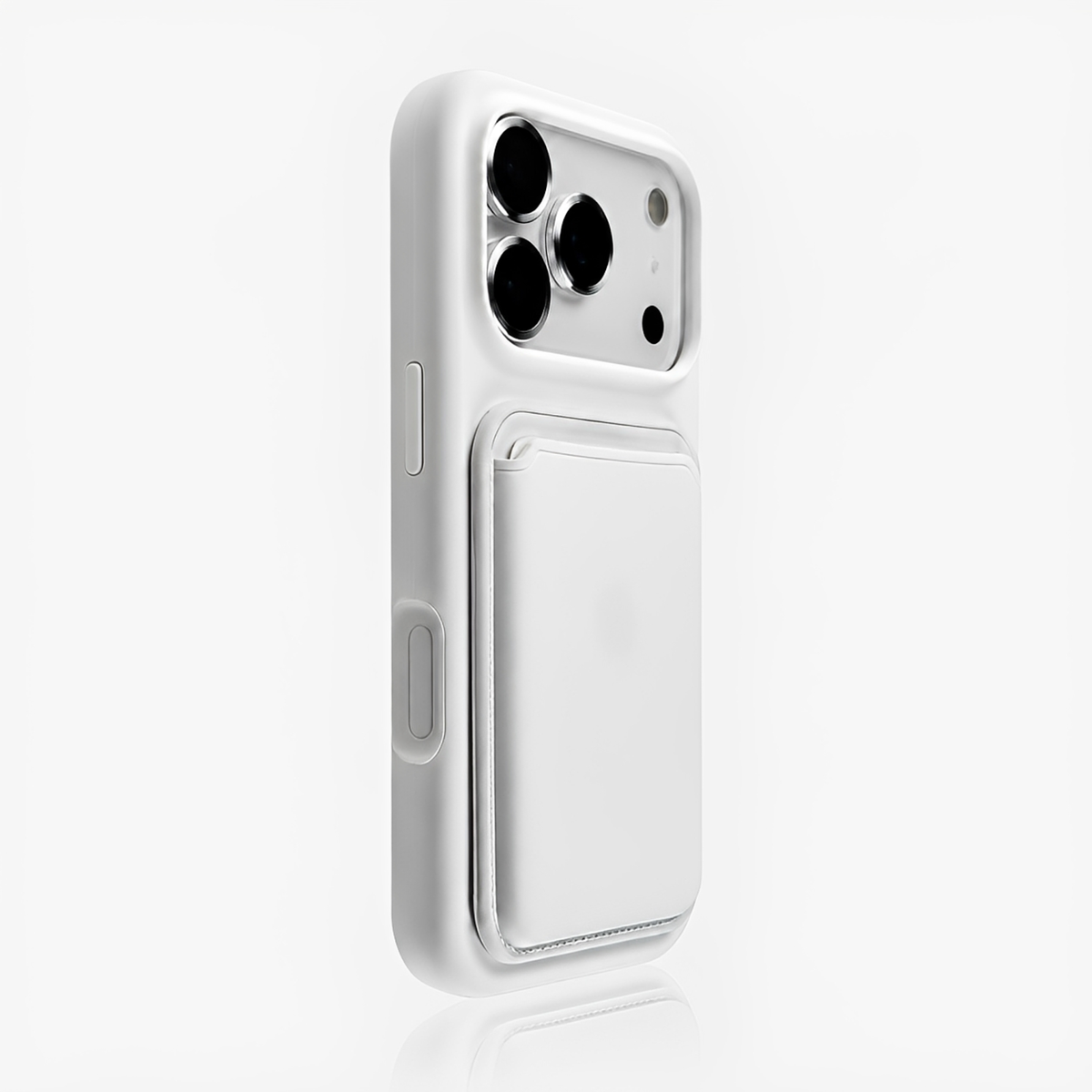 Premium Liquid Silicone iPhone Case with Magnetic Card Holder - White
