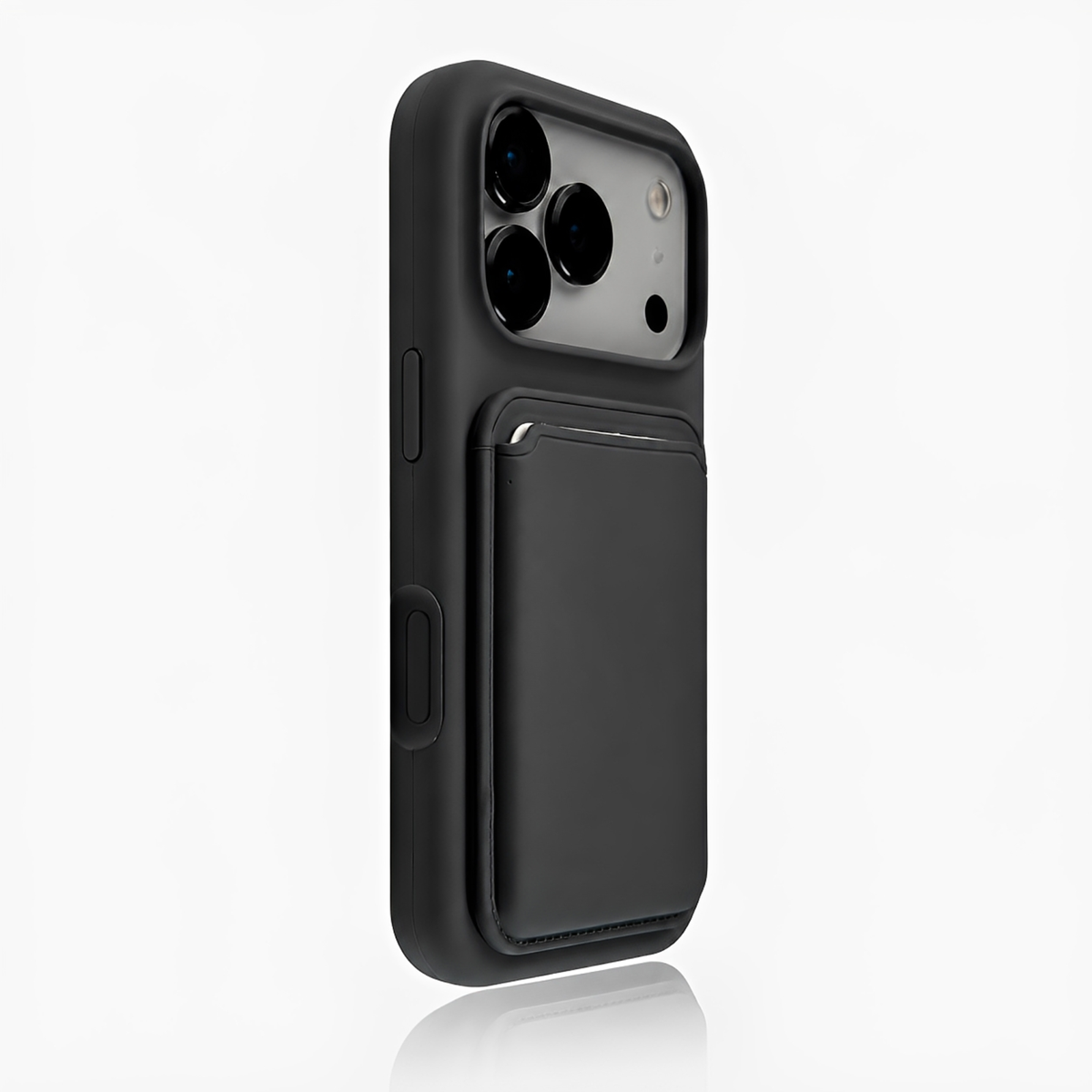 Premium Liquid Silicone iPhone Case with Magnetic Card Holder - Charcoal Gray