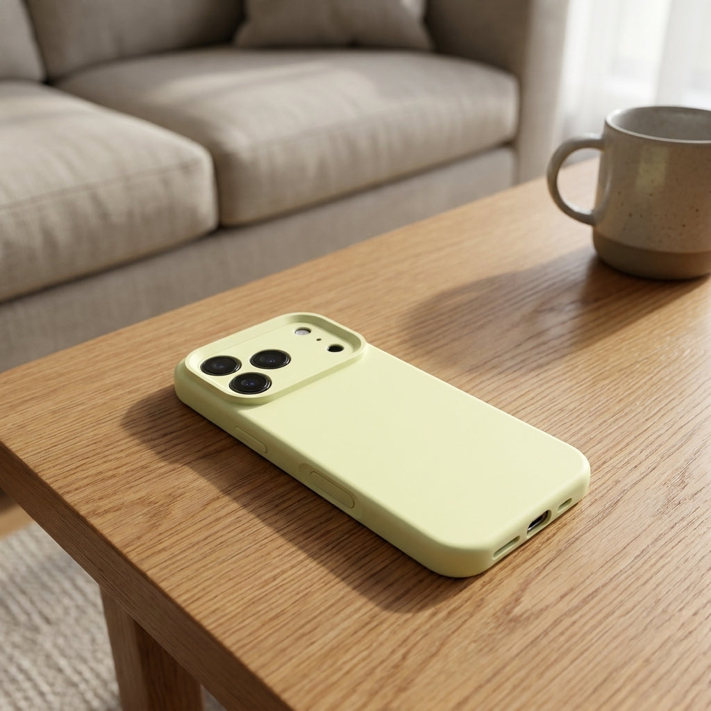 Premium Liquid Silicone iPhone Case – Precision Camera – Milk Yellow