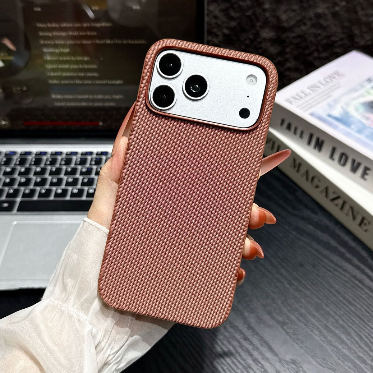 Technical Woven Fabric MagSafe iPhone Case - Chocolate