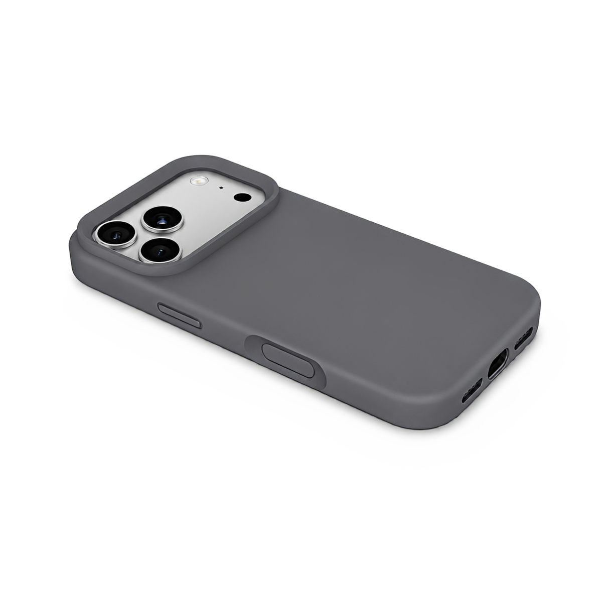 Premium Liquid Silicone iPhone Case – Open Camera – Charcoal