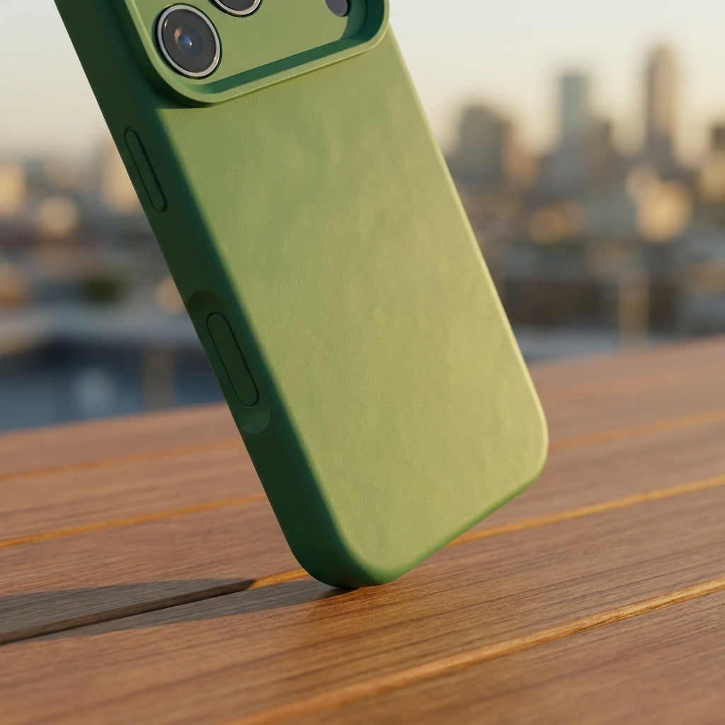 Premium Liquid Silicone iPhone Case – Precision Camera – Clover Green