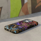 Comic Chaos Purple Matte Glass MagSafe iPhone Case – lifestyle view 5