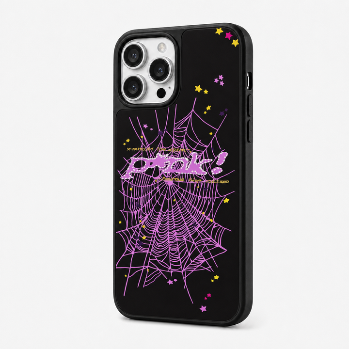 Spider Web Streetwear MagSafe Glass iPhone Case - Purple