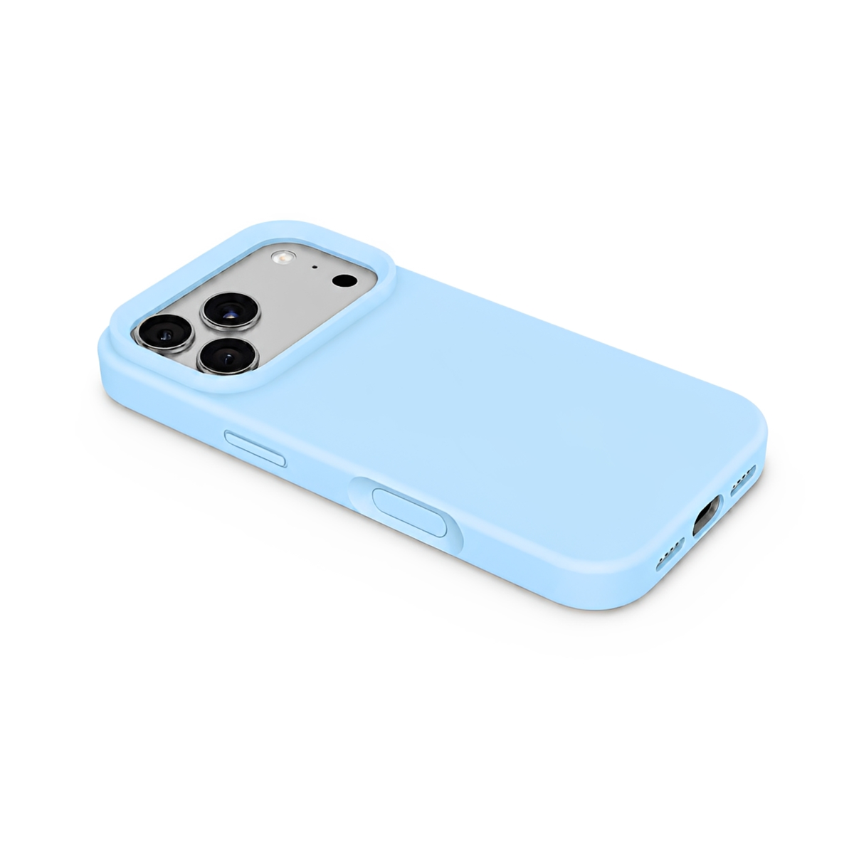 Premium Liquid Silicone iPhone Case – Open Camera – Sky Blue