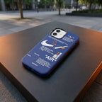Nike x Off White inspired Streetwear iPhone Case – Blue – lifestyle view 1