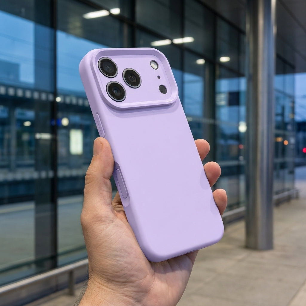 Premium Liquid Silicone iPhone Case – Precision Camera – Lilac