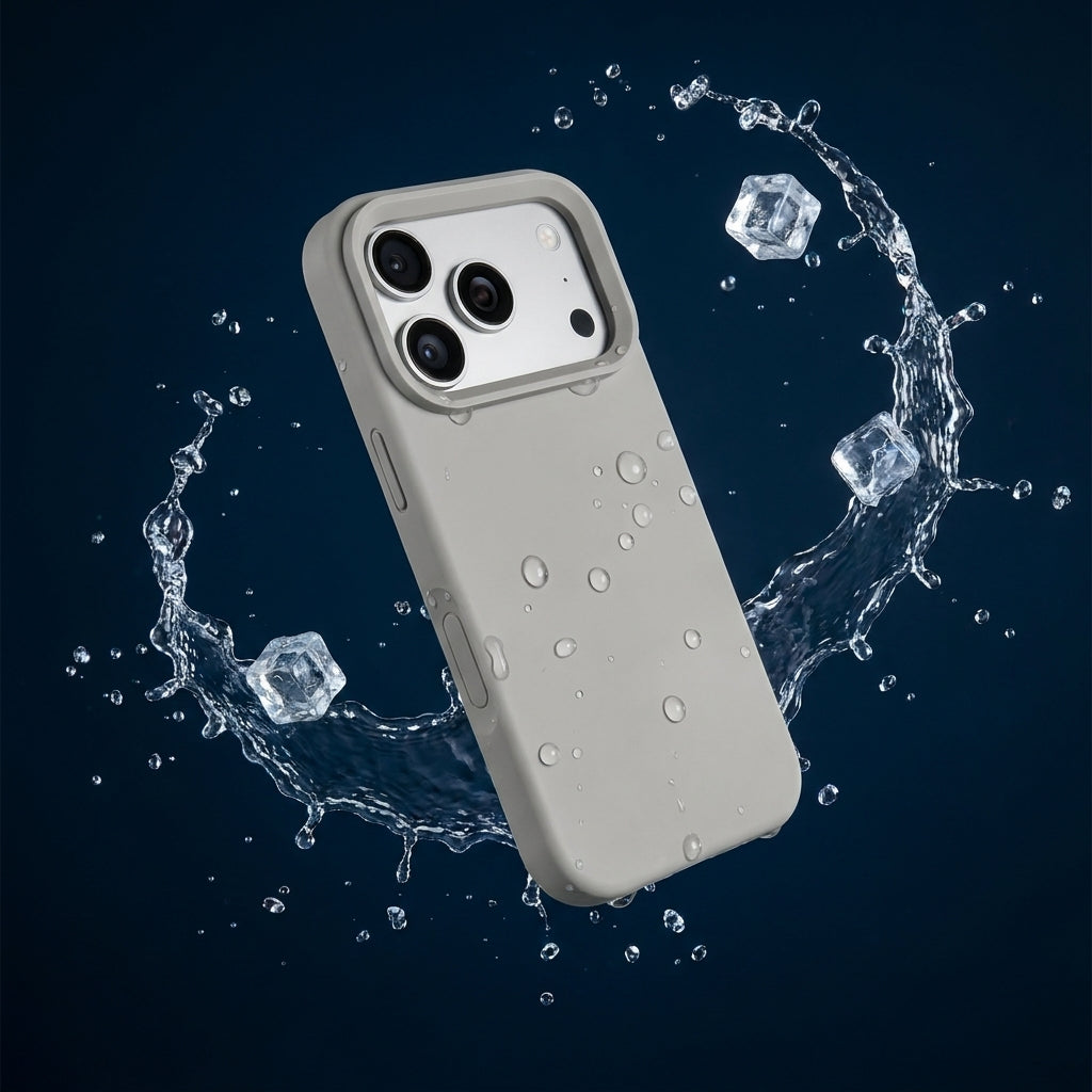 Premium Liquid Silicone iPhone Case – Open Camera – Rock Gray