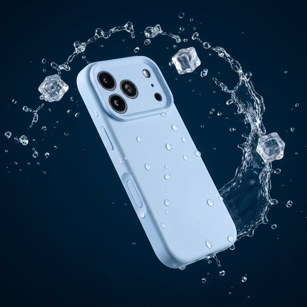 Premium Liquid Silicone iPhone Case – Precision Camera – Cloud Blue