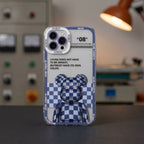 Y2K Blue Plaid Bear Graphic iPhone Case – lifestyle view 3
