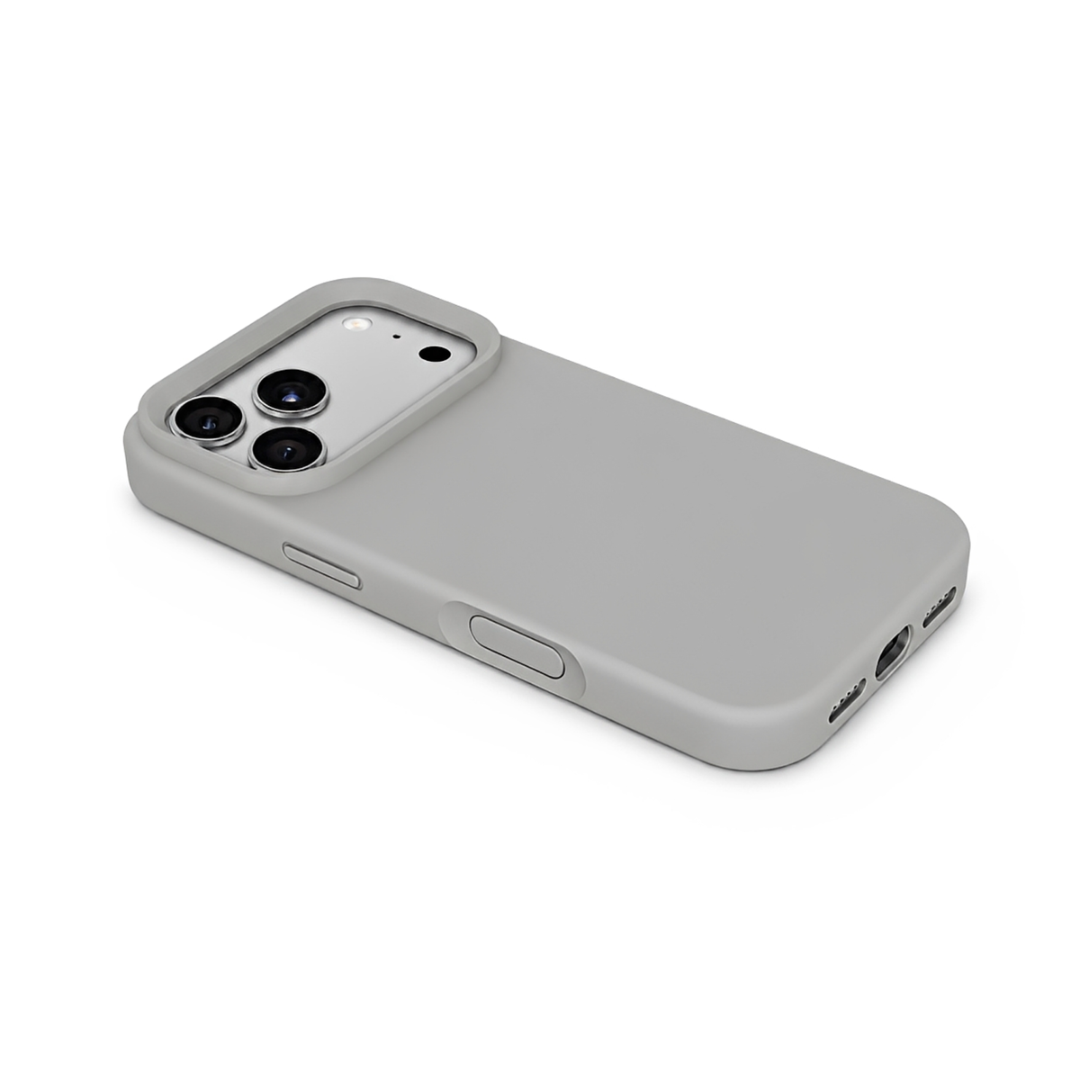 Premium Liquid Silicone iPhone Case – Open Camera – Rock Gray