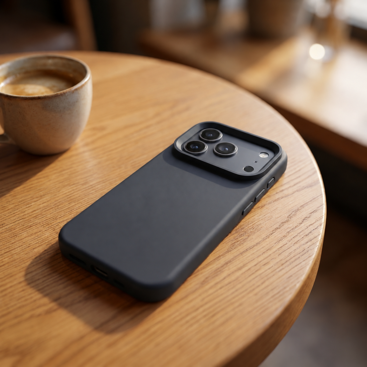 Premium Liquid Silicone iPhone Case – Precision Camera – Black