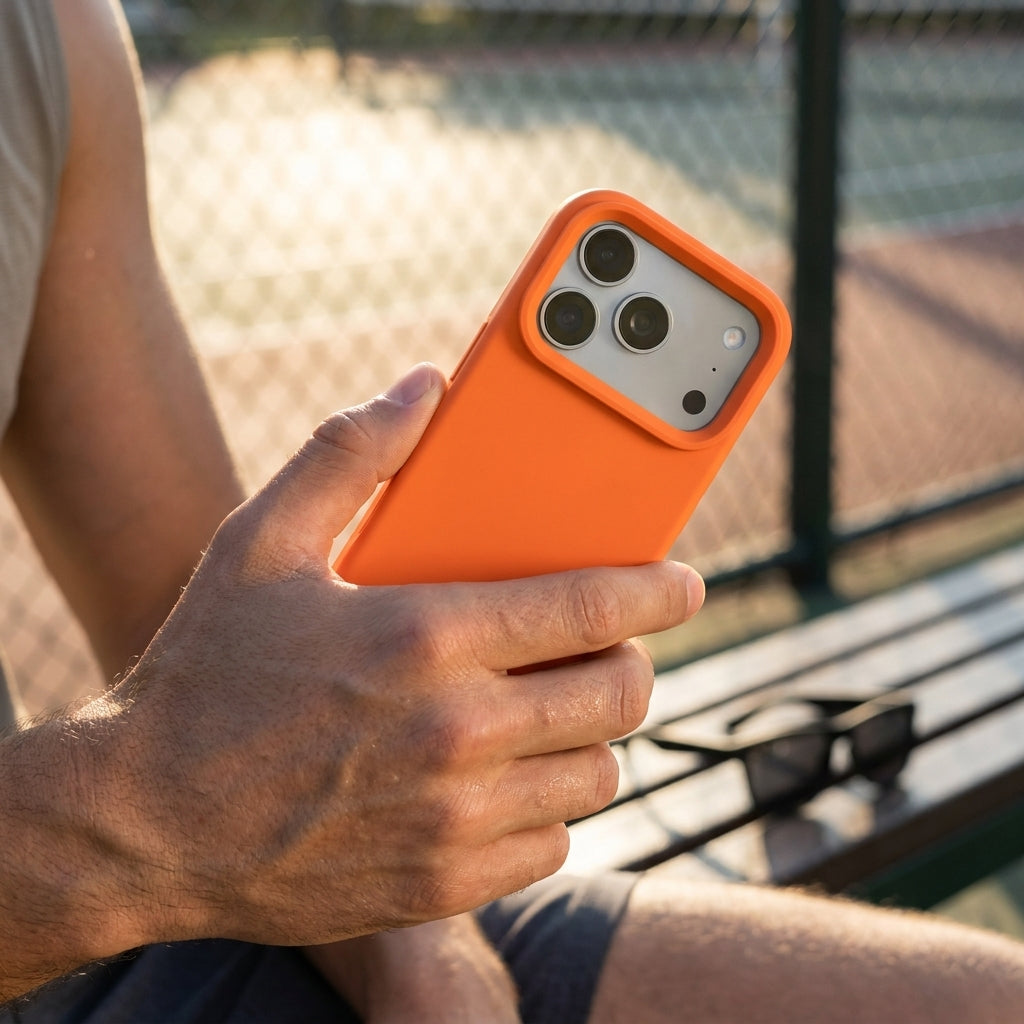 Premium Liquid Silicone iPhone Case – Open Camera – Tangerine