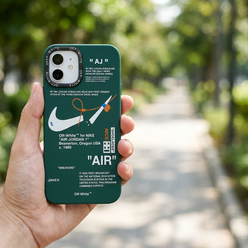 Nike x Off White inspired Streetwear iPhone Case – Green – lifestyle view 6