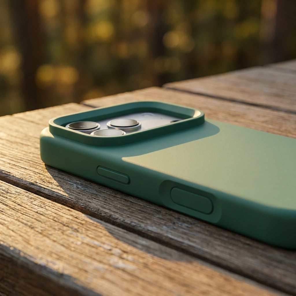 Premium Liquid Silicone iPhone Case – Open Camera – Clover Green