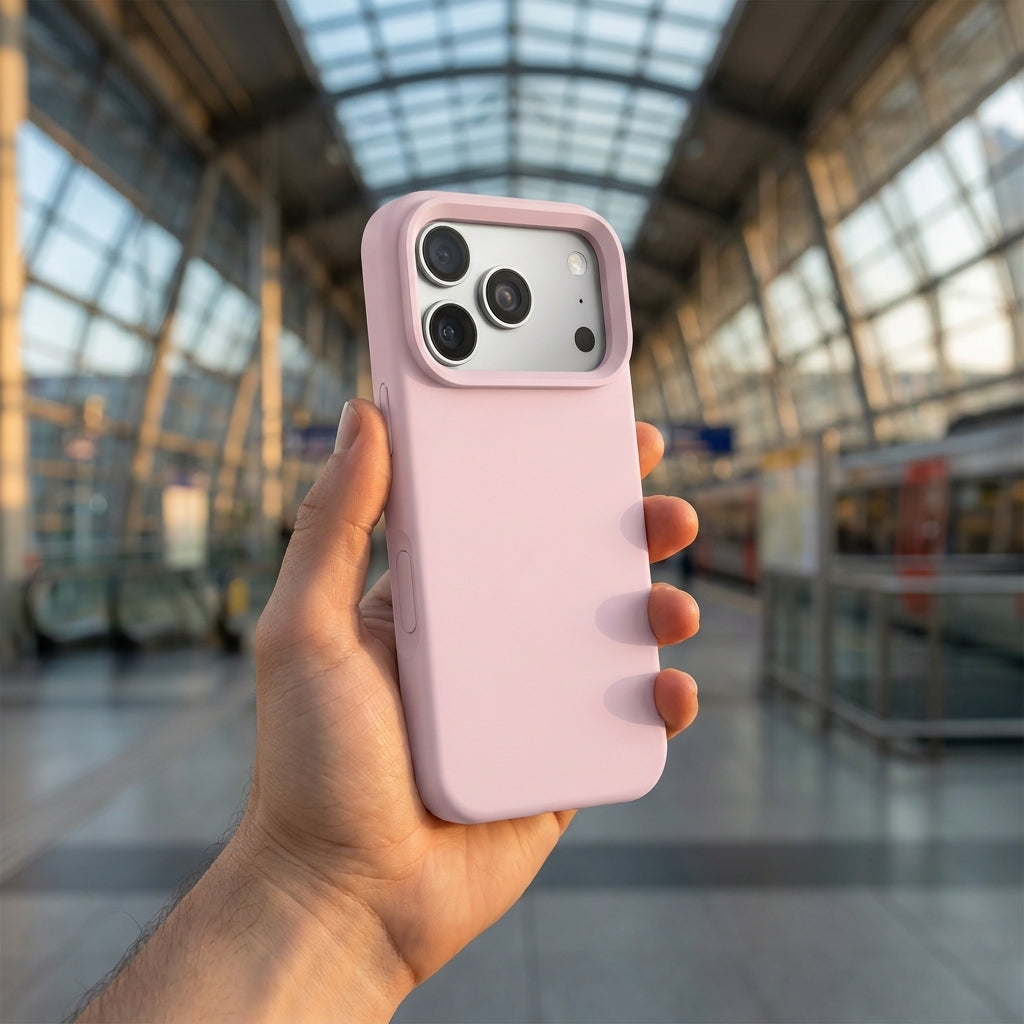Premium Liquid Silicone iPhone Case – Open Camera – Dusty Pink