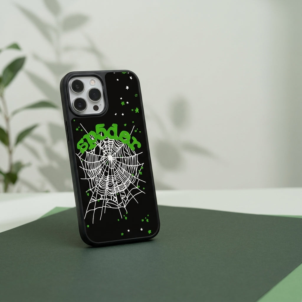 Spider Web Streetwear MagSafe Glass iPhone Case - White