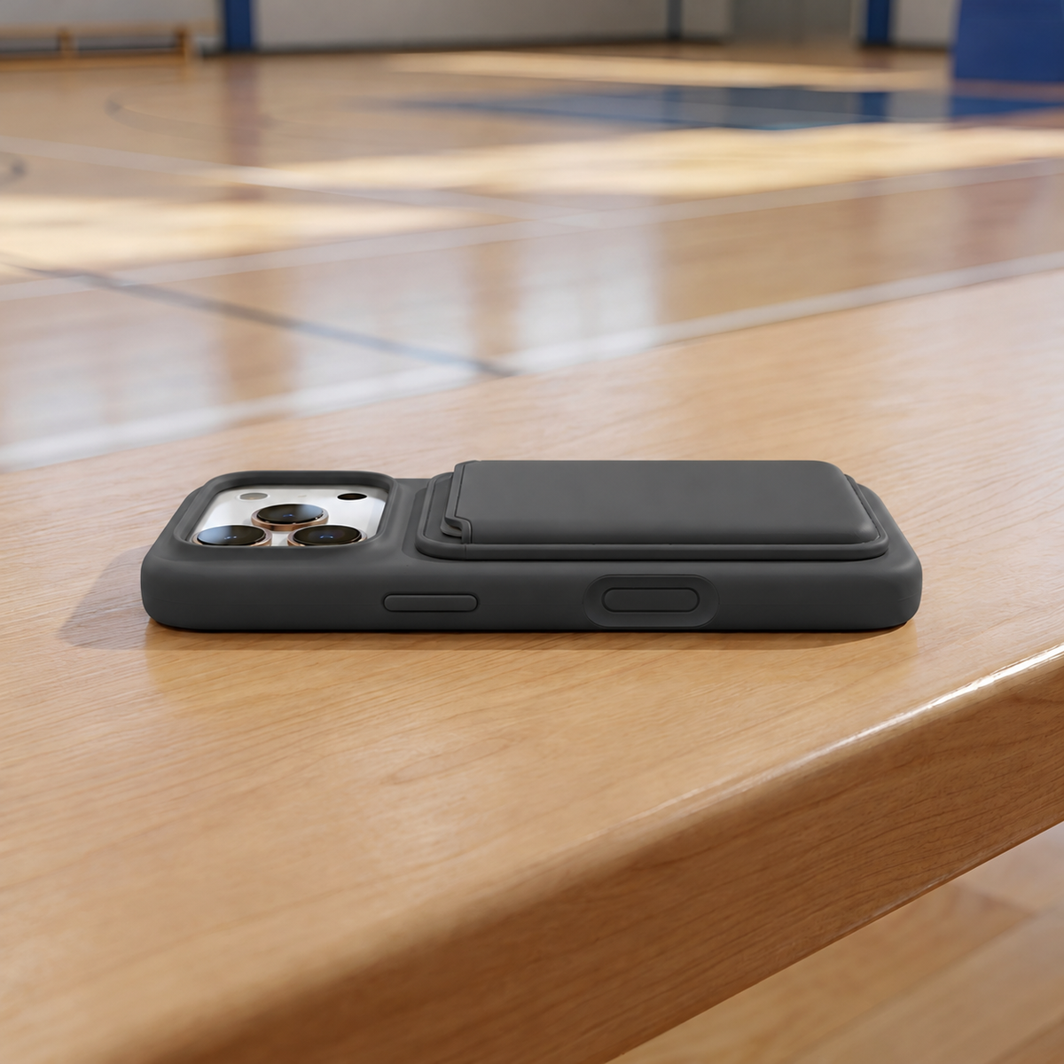 Premium Liquid Silicone iPhone Case with Magnetic Card Holder - Charcoal Gray