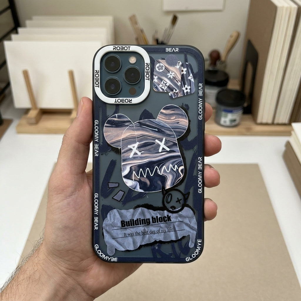 Y2K Marble Bear Collage iPhone Case – lifestyle view 6