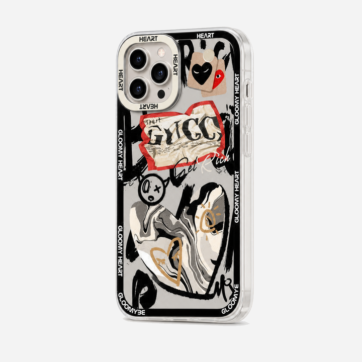 Y2K Heart Lettering Collage iPhone Case