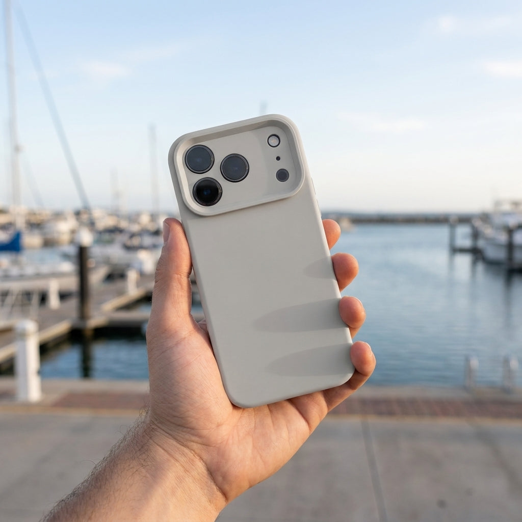 Premium Liquid Silicone iPhone Case – Precision Camera – Rock Gray