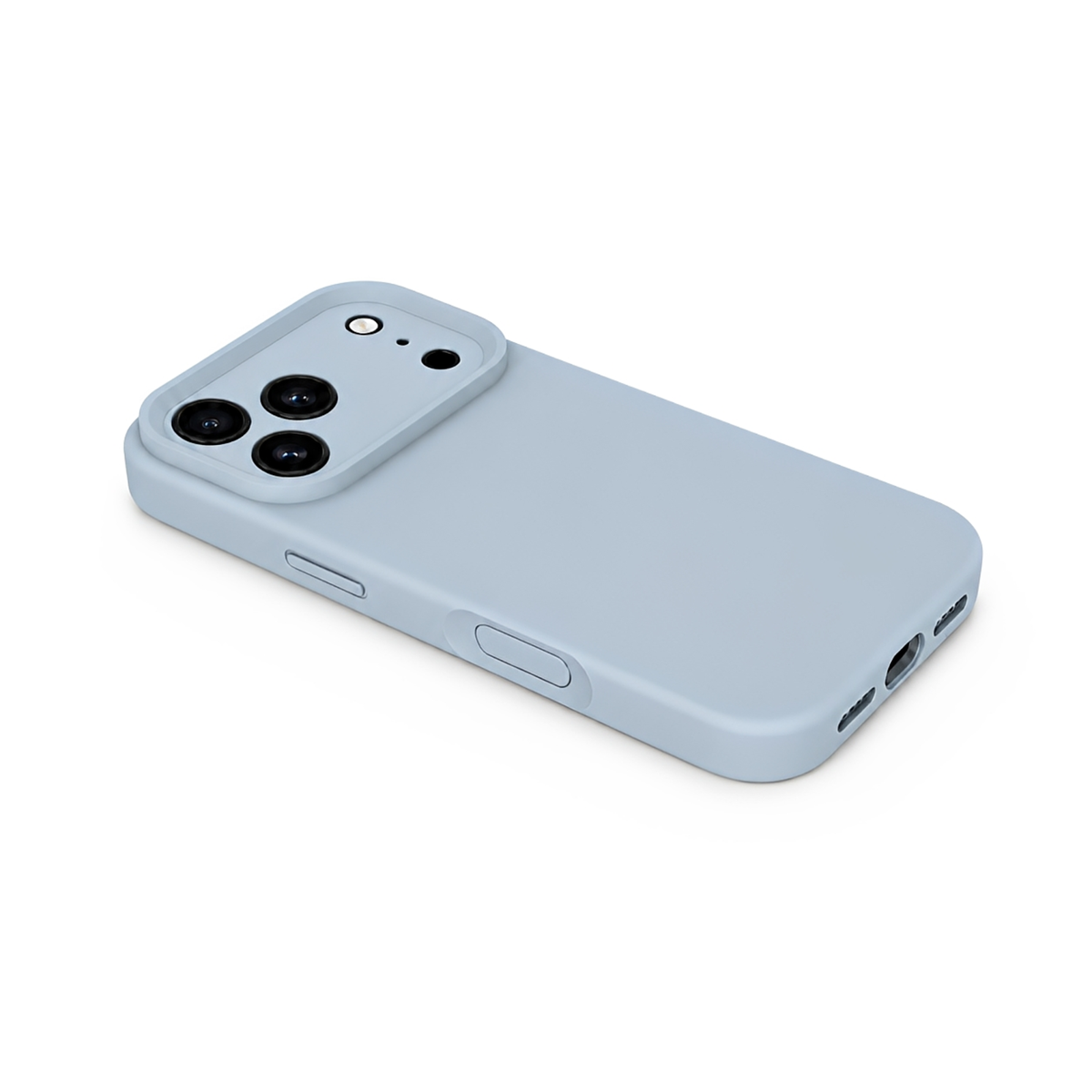 Premium Liquid Silicone iPhone Case – Precision Camera – Blue Gray