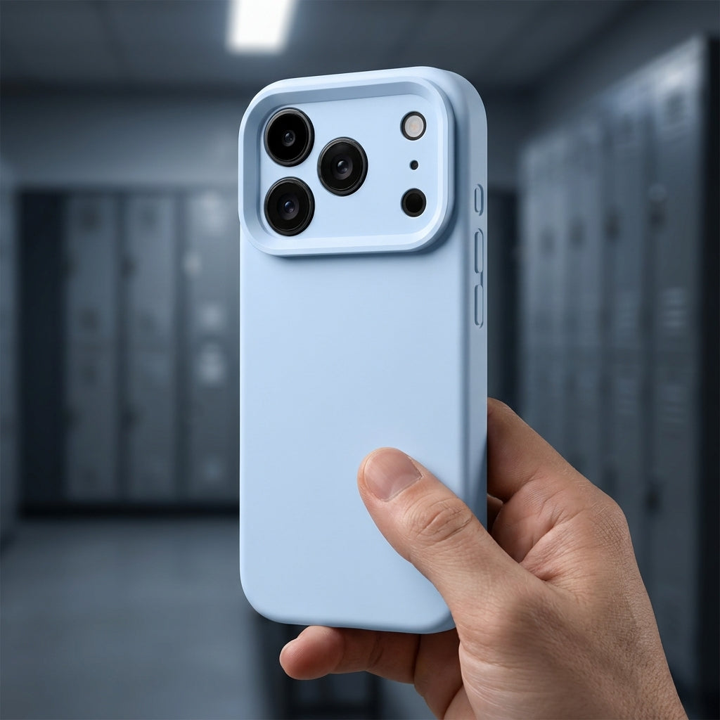 Premium Liquid Silicone iPhone Case – Precision Camera – Cloud Blue