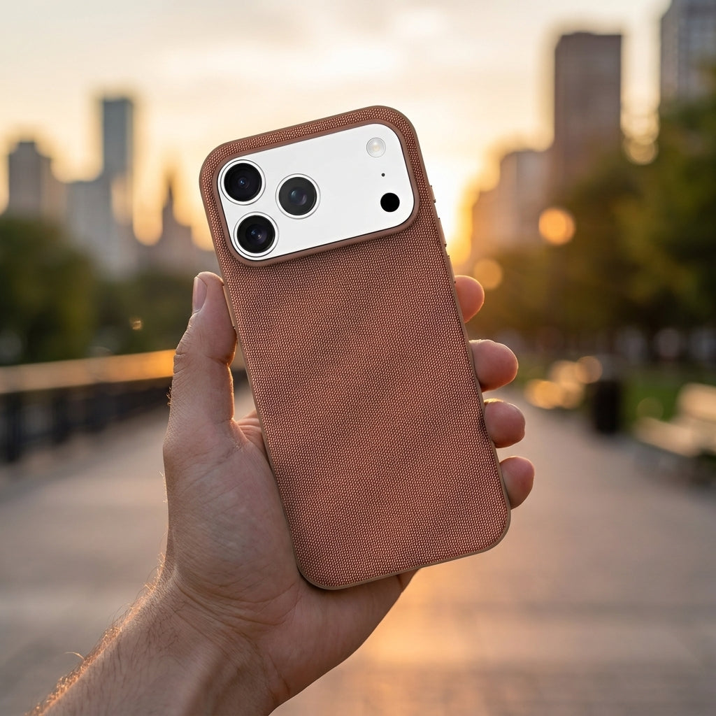 Tech Fabric Texture MagSafe iPhone Case - Chocolate