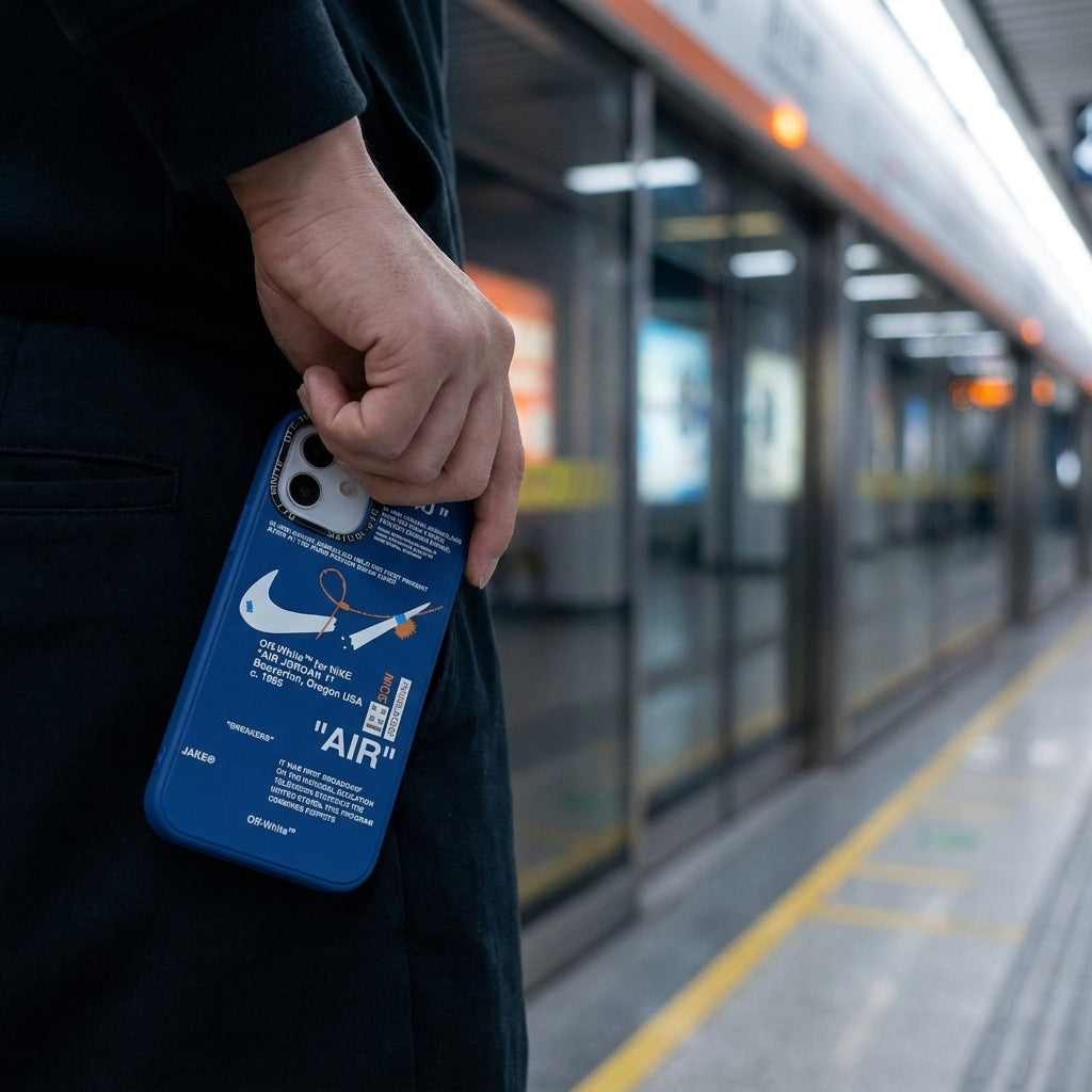 Nike x Off White inspired Streetwear iPhone Case – Blue