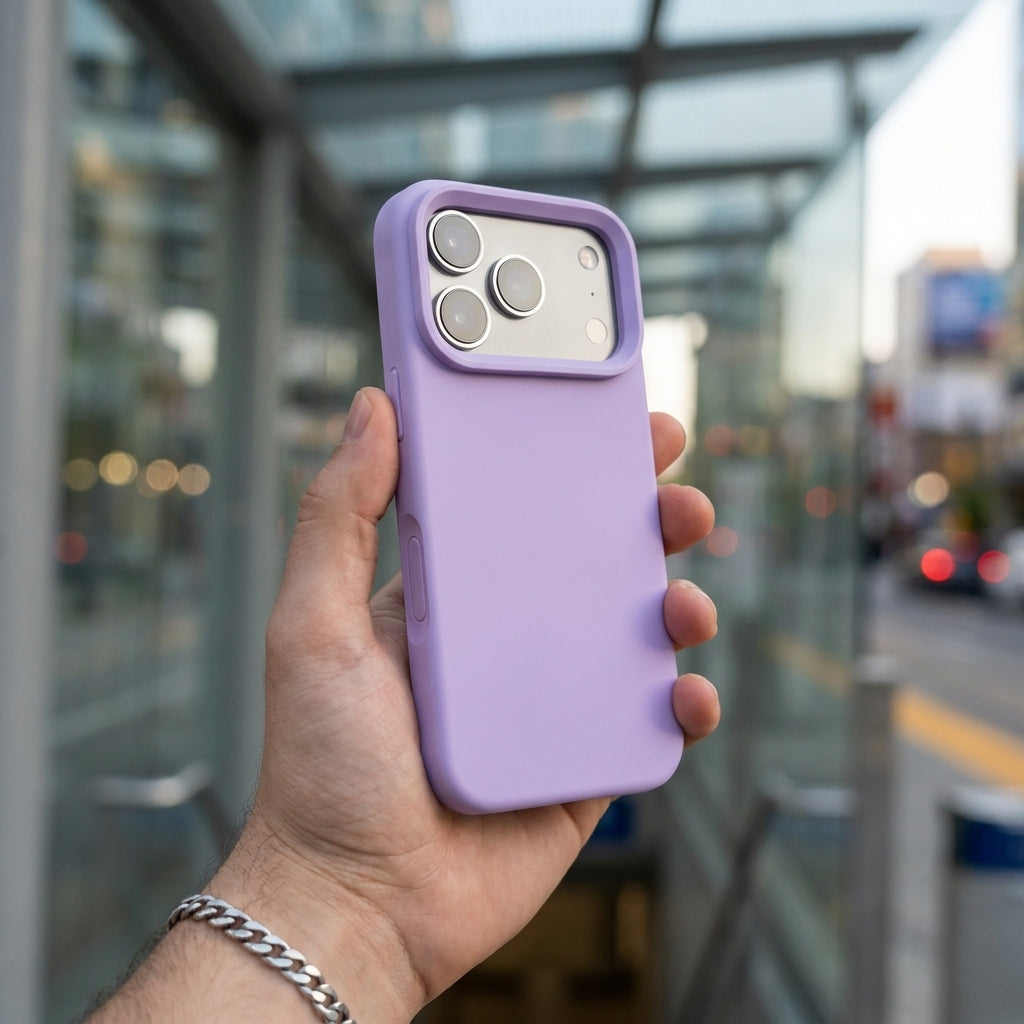Premium Liquid Silicone iPhone Case – Open Camera – Lilac
