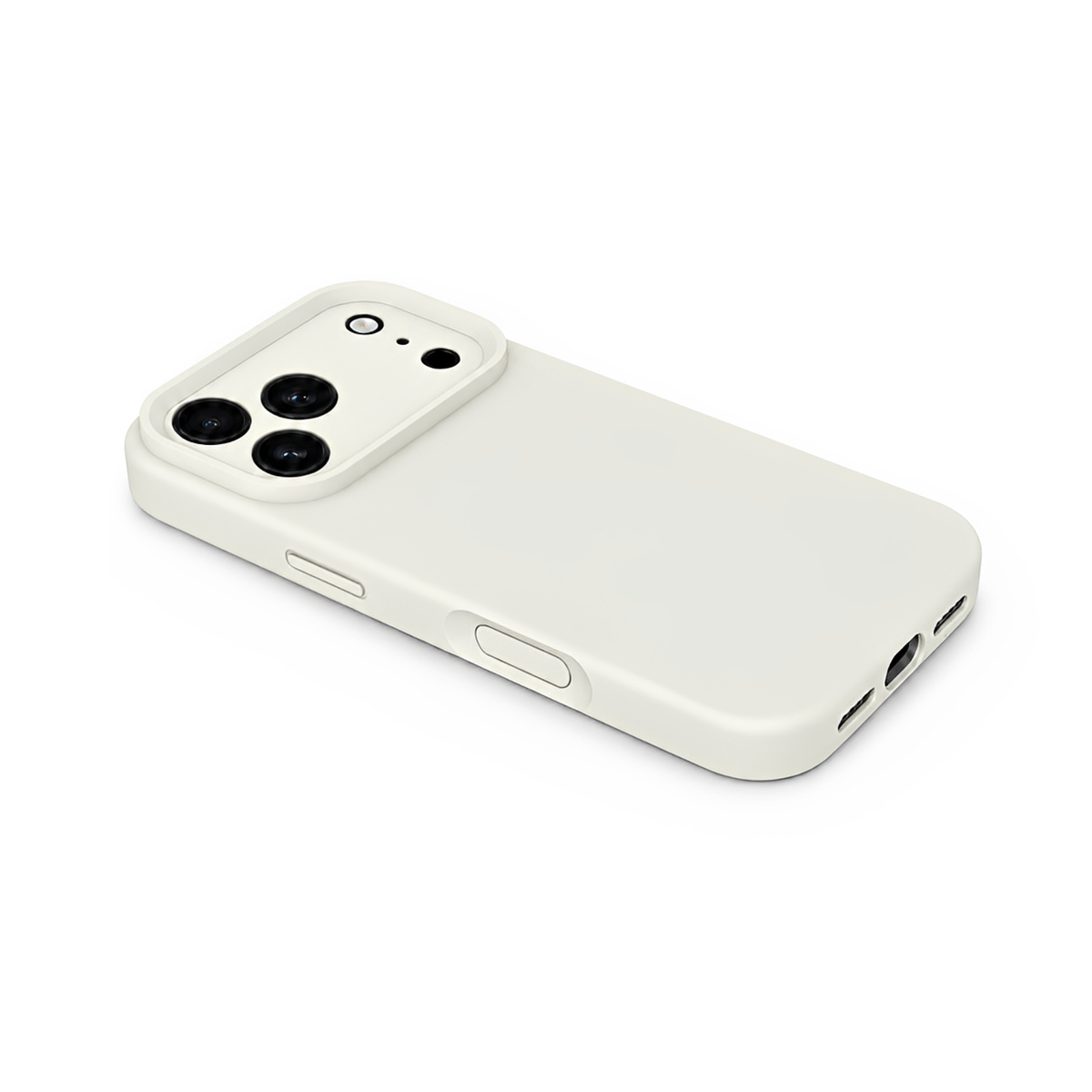 Premium Liquid Silicone iPhone Case – Precision Camera – Antique White