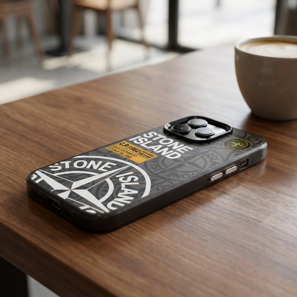 Stone Island Compass Graphic iPhone Case - Black